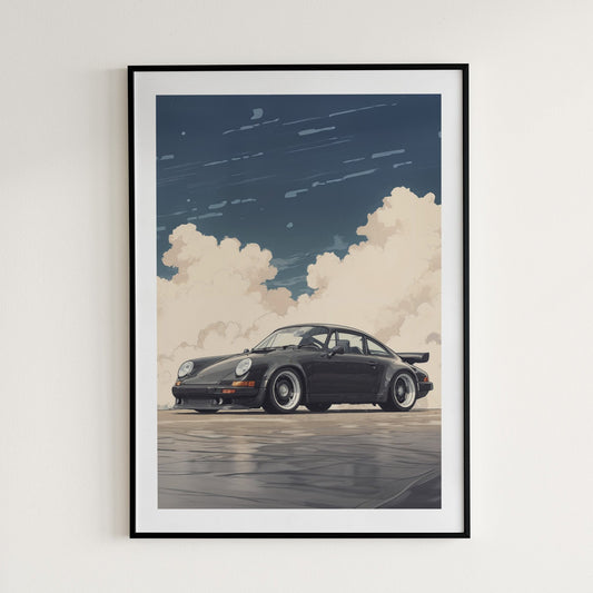 Anime Scenery - Black Porsche